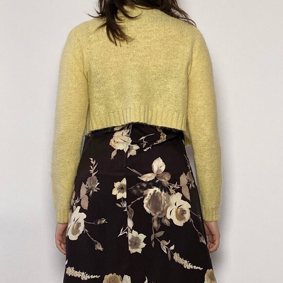 Vintage 1990s Butter Yellow Fuzzy MOHAIR Shrug, Cropped Cardigan Small to Medium - Picture 6 of 10